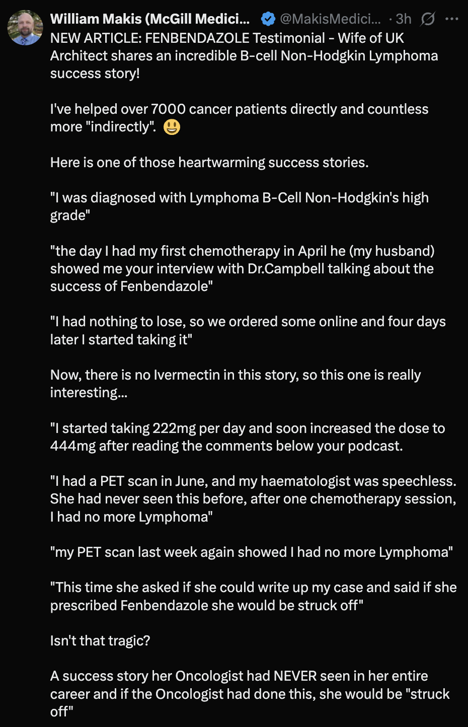 cancer healing testimonial