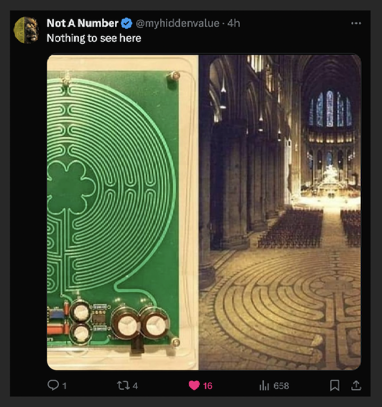 Same Circuit Pattern on Computer Chip and Cathedral Floor